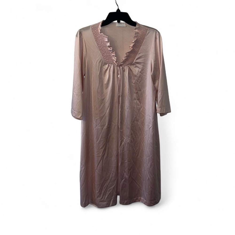 Pink satin robe | SMALL | Button Down | With One Pocket